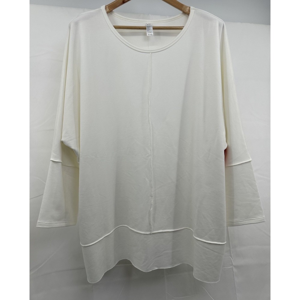 SPANX New 3XL Perfect Length Top Dolman 3/4 Sleeve Sweatshirt in Powder White - Picture 3 of 7